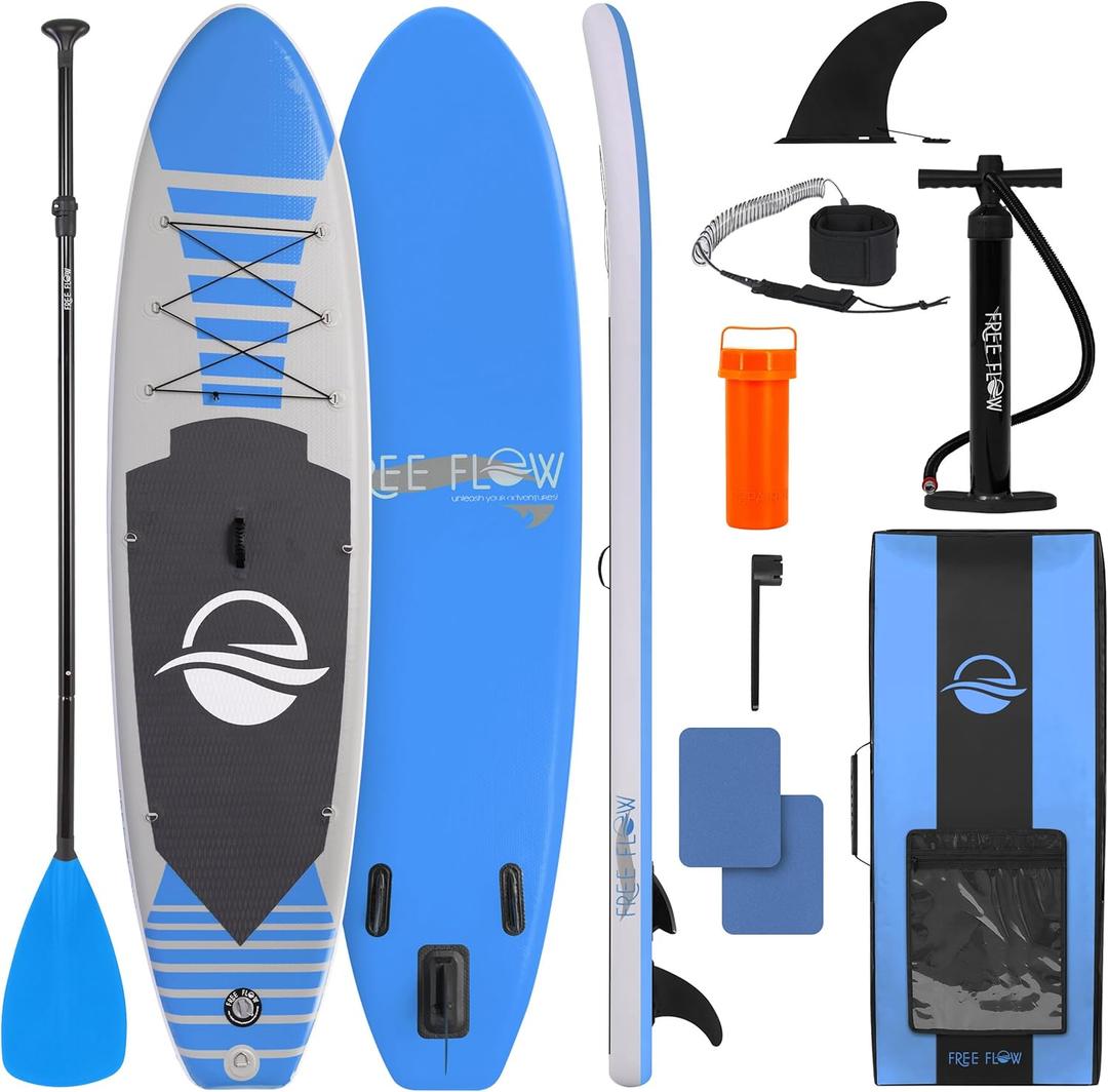 SereneLife Inflatable Stand Up Paddle Board - Wide Stable Design, Non-Slip Deck for Adults & Youth with Premium Paddle Board Accessories: Carry Bag, Dual Action Pump, Paddle, Ankle Leash - 10'6"