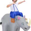 Spinosaurus Inflatable Rhino Costume Kids Inflatable Costume Funny Blow Up Halloween Costumes Ride on Animal Costumes for Boys Girls