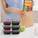 LOKATSE HOME 12 Pack 3 Compartment Meal Prep Food Storage Containers with Lids Reusable Take Out Box, BPA Free, Stackable, Microwave/Dishwasher/Freezer Safe (43 oz)