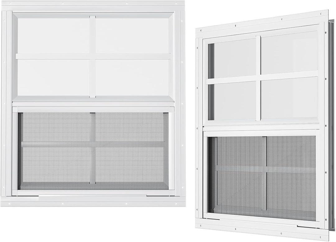 2 Pack Shed Windows 30" W x 36" H Flush Mount, Household Windows for Playhouses, Barns, Chicken Coop
