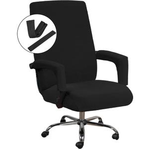 H.VERSAILTEX Home Office Chair Covers Stretchable Computer Desk Chair Covers Mid - High Back Universal Executive Boss Gaming Seat Cover Removable Machine WashableNon Slip Thick Jacquard, Black- Large