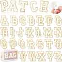 White Chenille Letters Self-Adhesive Patches: KINGSOW 52PCS Self Adhesive Varsity Iron on Letter Patches Stick on Embroidered Patch for Clothing
