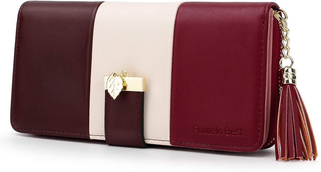 RFID Wallets for Women with Multiple Card Slots and Cellphone Compartment, womens wallet (red)