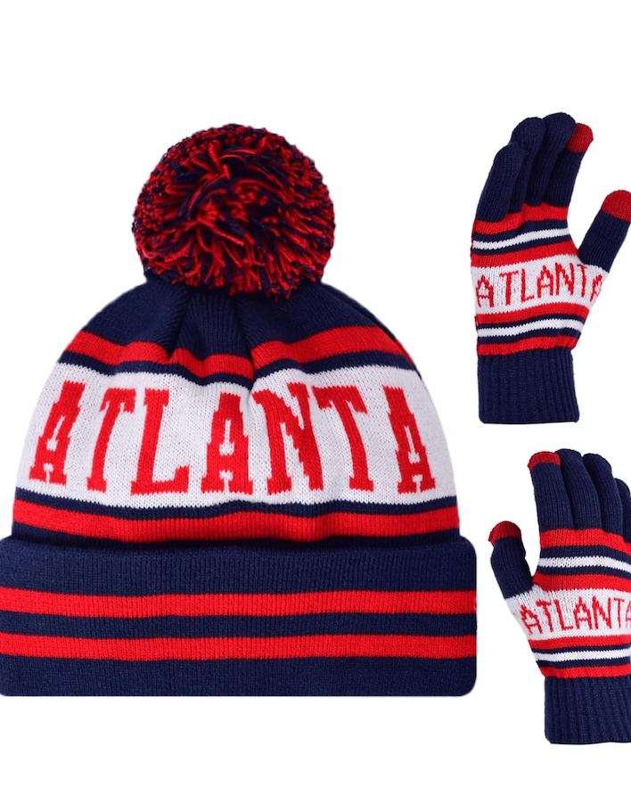 Vintage Classic Skull Cap Beanie Hat Cuffed Winter Hat Knit Comes with Warm Gloves Gifts for Unisex Fans