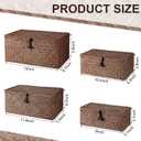 Woanger Set of 4 Wicker Storage Baskets OrganizerHandwoven Storage Bins with Lid for Organizing, Home Utility Box for Home Office Supplies Multipurpose Container(Coffee)