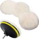 6 Pcs 6 Inch Wool Polishing Buffing Pad Polishing Buffing Wheel for Drill Buffer Attachment with M14 Drill Adapter