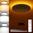 Matane Flush Mount Ceiling Light Fixture with Remote Control, Nightlight 8.7 Inch 18W 3000K-6500K Adjustable, Led Low Profile Ceiling Lights for Bedroom, Living Room,Dining Room, Kitchen, Round White