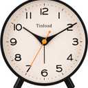 4.5" Antique Retro Analog Alarm Clock, Small Silent Bedside Desk Clock,Lighted on Demand, Battery Operated, Snooze, for Living Room, Bedroom, Bedside(Black)