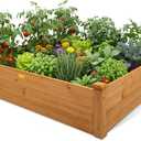Hollyone 4x4 Raised Garden Bed Wood Frame Planters Wooden Elevated Planting Planter Box for Outdoor Herb Vegetables Flowers Grass Lawn Yard Patio - Natural Brown 48" X 48" inches