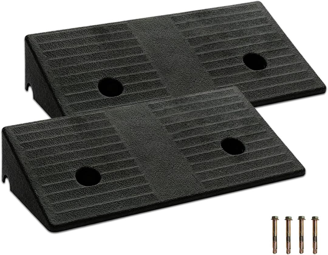 Rubber Curb Ramps for Driveway Curb Ramp 3.1 Inch Rise 2 Pack Threshold Ramp for Low Cars Ramps for Lawn Mower to Shed 7000lbs Load Capacity