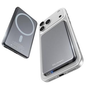 [0.3" Ultra Slim] [Alloy-Made] Magsafe Portable Charger for iPhone, 2025 Upgrade 5000mAh Fast Charging Magnetic Power Bank, Wireless Battery Pack for iPhone 17 Air 16 15 Pro Max 14 13, Grey