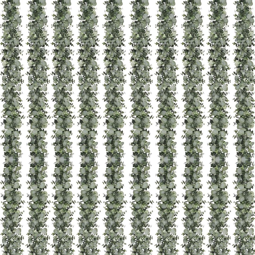 Dolicer 10 Packs 6FT Artificial Eucalyptus Garland, Faux Greenery Garland Hanging Fake Silver Dollar Eucalyptus Leaves Vines for Wedding Backdrop Arch Table Wall Party Home Decor