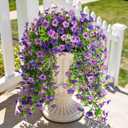 ZFProcess Artificial Hanging Flowers Plants for Outdoor Spring Summer Decoration, 2PCS Faux Silk Daisy UV Resistant Look Real for Outside Home Indoor Planter Porch Garden Yard Decor(Dark Orchid)