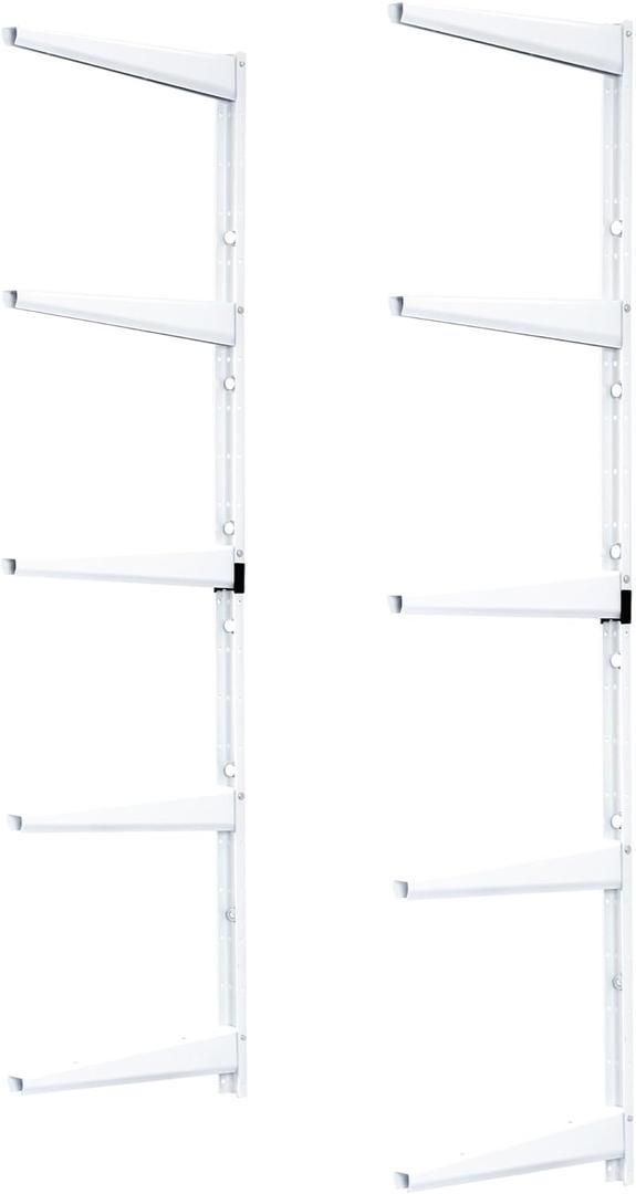 Minimalistic White Shelf Brackets by Delta Cycle, Set of 10 Fully Adjustable 12-inch Heavy Duty Shelf Brackets, Holds Up to 800 lbs, Modern Shelf Bracket for Wood Shelves