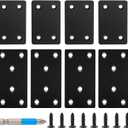 QSJ 8 Pack Black Flat Mending Plate 3.15x1.57 & 2.36x1.49'', Stainless Steel Bracket, Straight Metal Brace Bracket, Fixing Joining Plate for Wood Furniture Fastening & Fixing