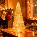 Mercury Glass Christmas Tree Tabletop Decoration, 12 inches Tall  Gold Blown Glass LED Christmas Tree  Indoor Holiday Light Decoration