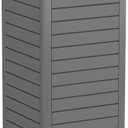 EAST OAK 38 Gallon Outdoor Trash Can | Waterproof Resin Garbage Can with Tiered Lid & Drip Tray | Outside Trash Bin for Patio | Kitchen, Backyard & Deck | Gray Color