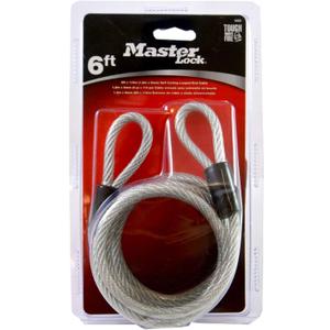 Master Lock 65D 6' Self Coiling Vinyl Coated Cable With Loop Ends