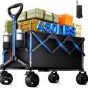 Collapsible Wagon Cart with Universal Wheels, 480LBS Wagons Carts Heavy Duty Collapsible Wagon with Cup Holders, Utility Beach Carts for Camping, Garden, Shopping, Fishing, Sports
