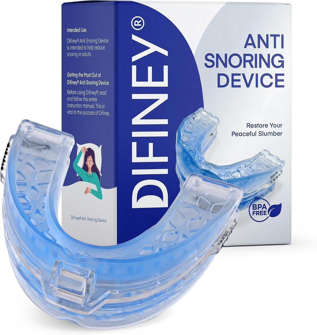 Difiney Anti Snoring Device: FDA-Cleared Anti Snoring Mouthpiece Adjustable Snore Stopper Mouth Guard for Men & Women to Sleep Better Reusable Nighttime Use with Storage Case