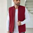 COOFANDY Men's Puffer Vest Loose Fit Quilted Vest Winter Outdoor Zipper Padded Vests Warm Puffy Sleeveless Jacket (Red, L)