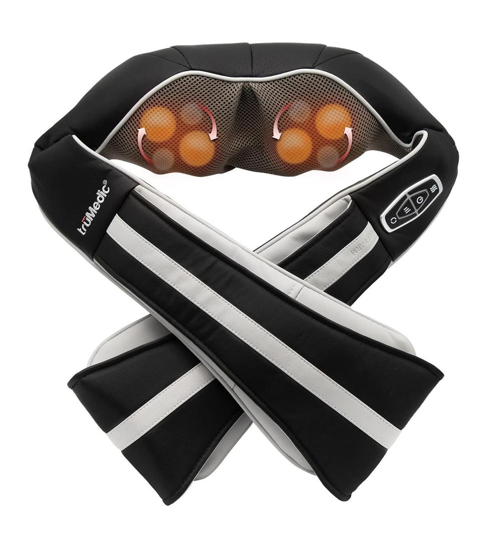 TruMedic InstaShiatsu+ Neck, Back, Shoulder Massager - 3 Massage Speeds, Cordless & Rechargeable, Shiatsu Neck Massager with Heat - Use at Home & Office for Full Body Shiatsu Relaxation (IS-3000PRO) Matte Black