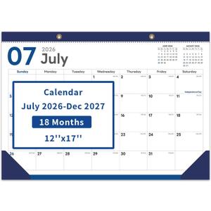 8 x COMIX Desk Calendar 2026-2027, 17" x 12" Monthly Desktop Planner Pad with Frosted Cover, 18 Months July 2026 to December 2027, Thick 120 GSM Paper for Office School Home