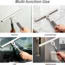 Shower Squeegee for Glass Doors, Telescopic 2-in-1 Squeegee for Window Cleaning with Microfiber Scrubber for Bathroom, Tile Wall, Car Windshield