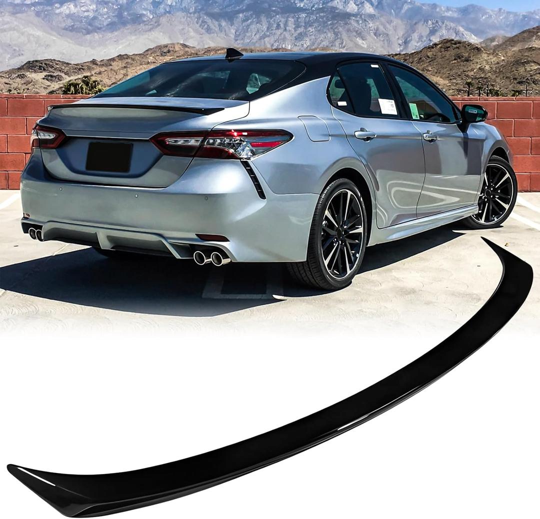 Rear Truck Spoiler for 2018 2019 2020 2021 2022 2023 2024 Toyota Camry Ascent SE SX/XSE Hybrid XLE Sedan Trunk Wing Tail Lip Glossy Painted Black (normal)