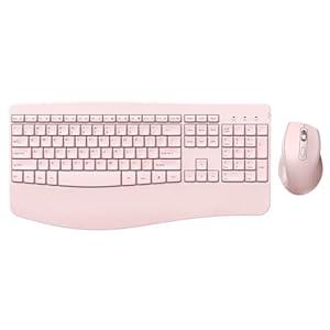 Ergonomic Keyboard and Mouse Combo - Full Size Keyboard Cordless with Palm Wrist Rest Ergonomic Mouse Wireless for Windows Computers Laptops - Black (Upgrade)