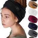 Satin Lined Open Turban Headband Mens Sweatband Sports Headband for Running,Cycling,Basketball,Yoga,Fitness Workout Stretchy Unisex Hairband