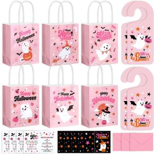 24 Set Halloween You've Been Booed Ghost Bag Starter Kit with 24 Boo Gift Bags 24 Cardstock 24 We've Been Booed Doorknob Hangers 24 Envelopes for Neighbors Coworkers Friends (Cute Style)