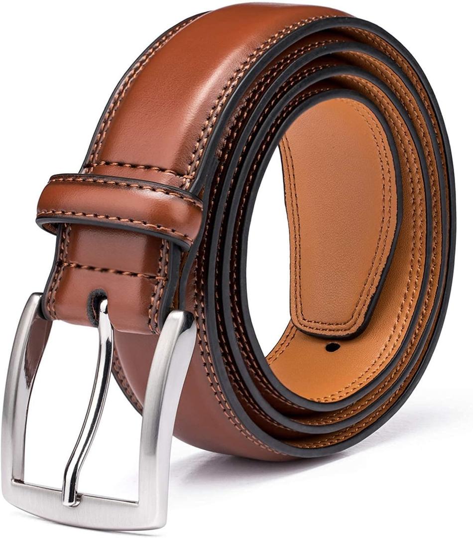 KM Legend Men's Genuine Leather Dress - Classic & Fashion For Work Business And Casual Belt (38, Essential Brown)