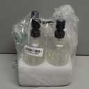 Suwimut 4 Pack Glass Soap Dispenser with Matte Black Stainless Steel Pump, 16 Oz Clear Boston Round Bottles Bathroom Kitchen Soap Dispenser for Essential Oil, Dish Soap, Hand Soap, Lotion Soap