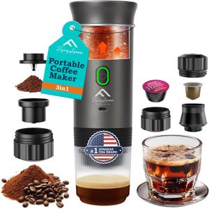 APSARAS USA Portable Coffee Maker for Travel, Portable Espresso Maker, 20 bar Mini Espresso Machine, 3in1 Travel Coffee Maker with Ground Coffee & Capsule(Ns&DG) for RV, Camping, Car