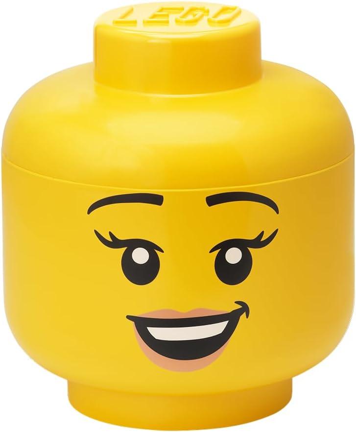Room Copenhagen Iconic Storage Head Large, Stackable Storage Box, 8,5 L, Yellow, Happy Girl