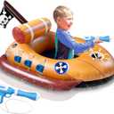 AMENON Inflatable Pirate Ship Pool Float with Water Squirt Guns, Summer Beach Toys for Toddlers Kids Ages 3-11, Blow Up Swim Floats for Outdoor Pool Party Boys Girls (1 Pack)