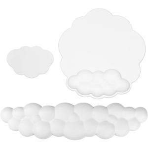 JIKIOU Cloud Mouse Pads, Exquisite Leather Mouse Pads Wrist Support, Comfortable Memory Foam Wrist Rest for Computer Laptop Mac Gaming Office and Pain Relief White