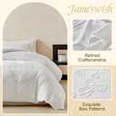 7 Pieces Bow Comforter Set for Girls White Tufted Boho Bedding Set Queen Size Farmhouse Bed in A Bag as Gifts (1 Comforter, 1 Flat Sheet, 1 Fitted Sheet, 2 Pillowcase and 2 Pillow Sham)