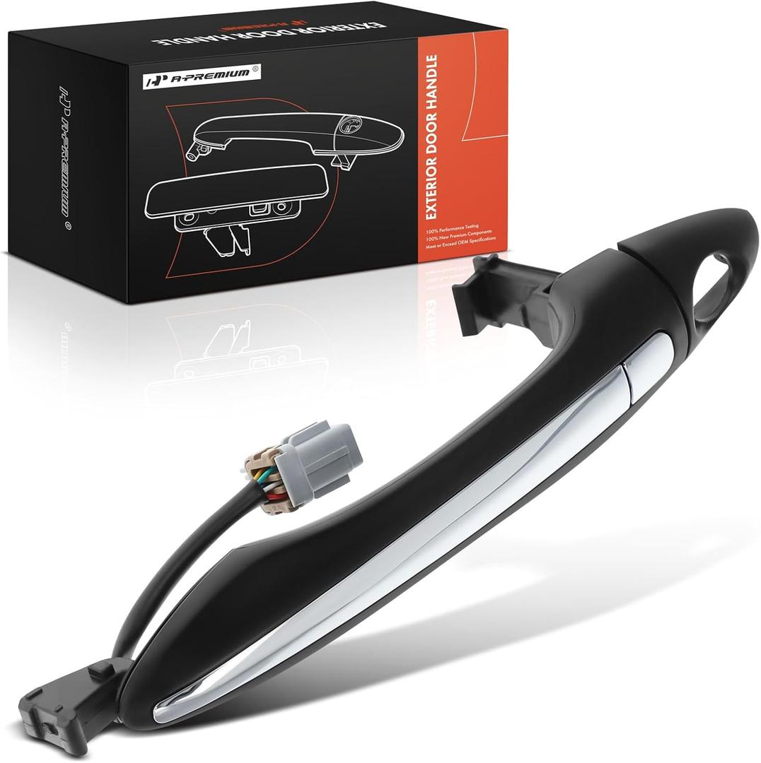 A-Premium Front Left Driver Side Exterior Door Handle with Keyhole Compatible with Kia Forte 2014-2018 Sedan, Forte5 2014-2018 Hatchback, Forte Koup 2014-2017 Coupe, Black Housing with Chrome Lever