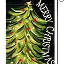 AVOIN colorlife Black Merry Christmas Garden Flag 12x18 Inch Double Sided, Christmas Tree Xmas Winter Holiday Yard Outdoor Decorative Flag