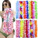 100 Pcs Hawaiian Leis for Luau Party Hawaii Leis Bulk Colorful Silk Flower Necklace Tropical Hula Dance Decor Flower Summer Beach Pool Party Decorations Favors Supplies