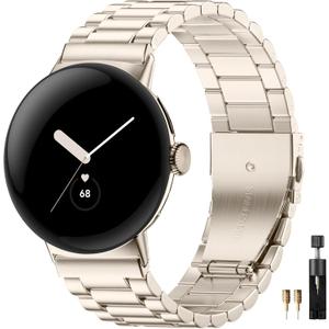 Metal Bands Compatible with Google-Pixel-Watch-2-Band for Women Men, No Gap Stainless Steel Band for Pixel Smartwatch 32024/2/ 1 41mm (Champagne Gold)
