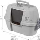 IRIS USA Cat Litter Box - Enclosed Corner Litter Box with Scoop, Hooded Litter Tray for Corners, Space-Saving Covered Litter Box, Odor Defensive, Gray