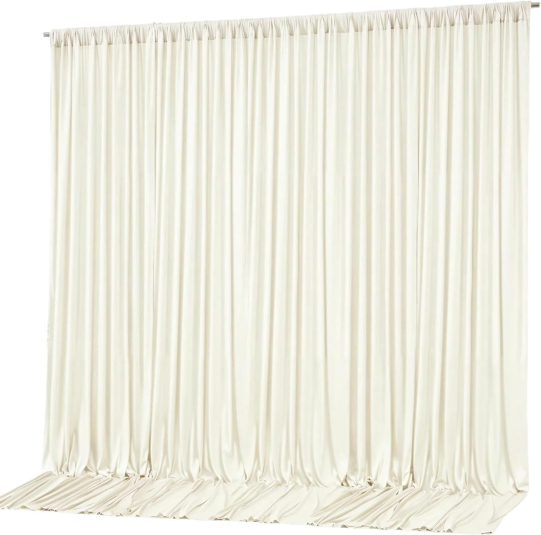 10x10ft Ivory Backdrop Curtain Panels for Parties - Wrinkle Free Polyester Photo Curtain Backdrop Wedding Back Drop Fabric Drapes for Party Decorations Background for Photography