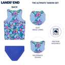 Lands' End Girls' UPF 50+ Swim Bikini Bottom and Racerback Tankini Set, Dazzling Blue, Medium