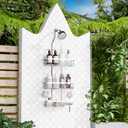 Shower Caddy,Rustproof Shower Shelves Over Shower Head,Triple Adjustable Storage,Silver