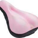 YLG Bike Seat Cover, Memory Foam & Gel Bike Seat Cushion Cover for Men Women, Comfortable Bicycle Seat Cover for Peloton/Fixed/Cruiser/Indoor/Outdoor Bike seat with Waterproof Cover (Pink)
