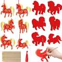 Woanger 60 Pcs Chinese New Year Crafts Scratch Paper Craft Bulk DIY Lunar New Year 2026 Scratch Painting Gift Hanging Ornaments for Home Spring Festival Party Decor(Horse)