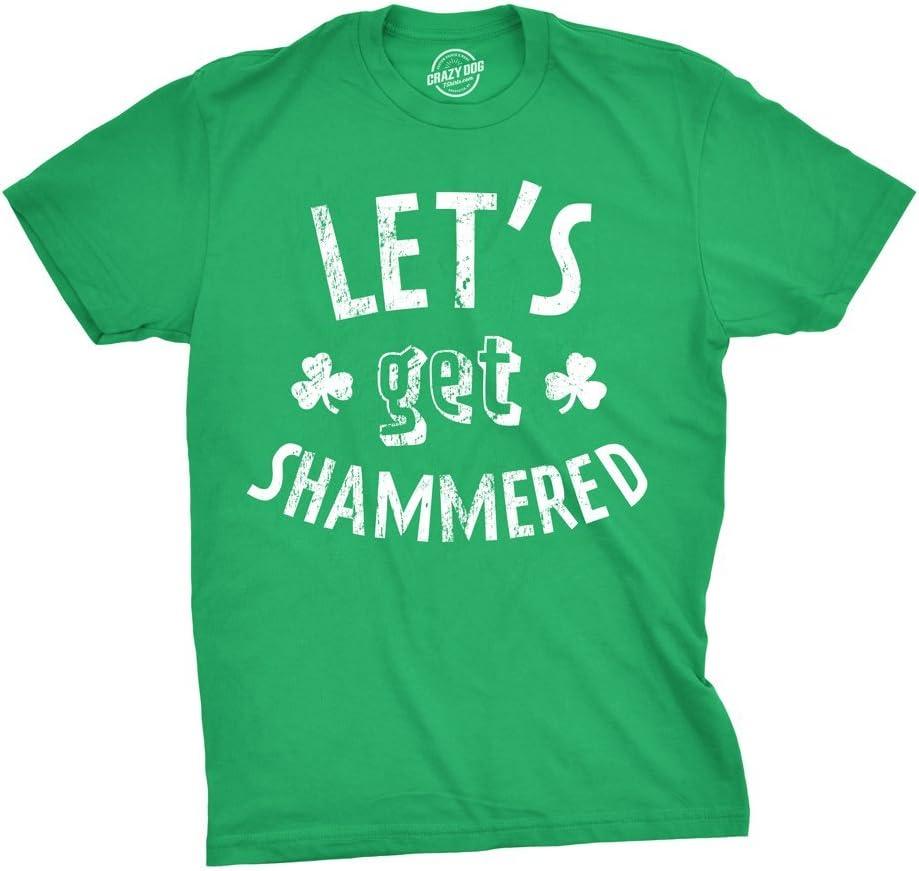 Mens Shammered T Shirt St Funny Saint Patricks Day Green Drinking Tee for Guys